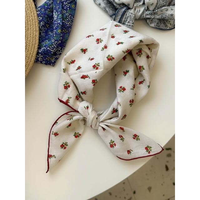 🎗飾間首飾鋪 軟乎方巾碎花波點棉麻領巾圍脖配飾裝飾頭巾文藝復古小清新ins腰巾