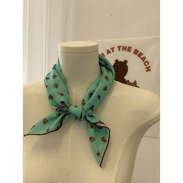 🎗飾間首飾鋪 軟乎方巾碎花波點棉麻領巾圍脖配飾裝飾頭巾文藝復古小清新ins腰巾