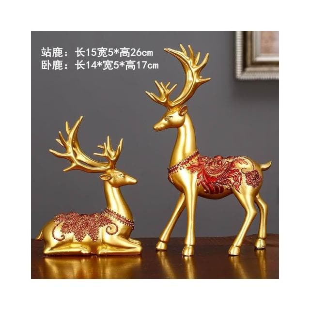 創意招財鹿擺件客廳酒櫃玄關家居擺設電視櫃福鹿裝飾新房喬遷禮物