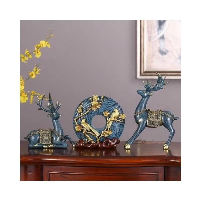 創意招財鹿擺件客廳酒櫃玄關家居擺設電視櫃福鹿裝飾新房喬遷禮物