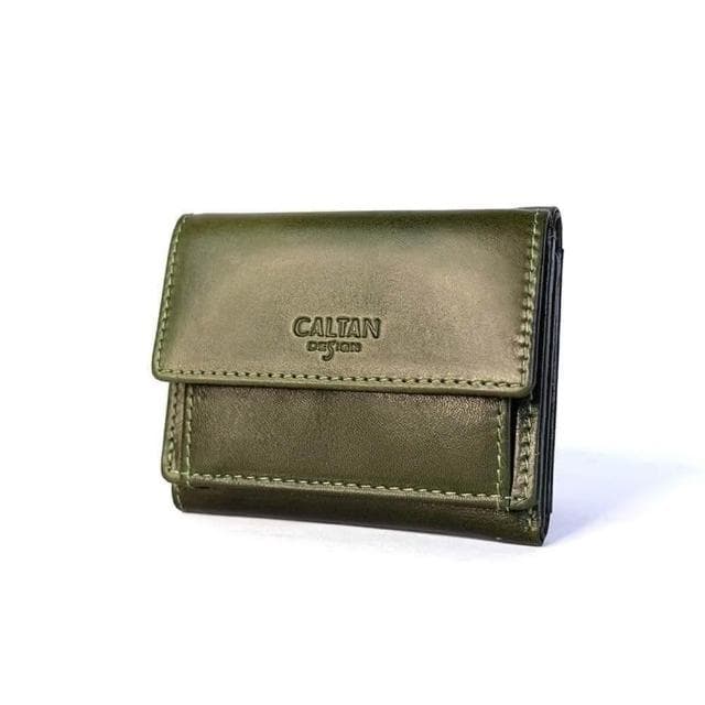 CALTAN DESIGN | 小文藝扣式真皮短夾 075055 五色(真皮 中夾 皮夾 錢包)