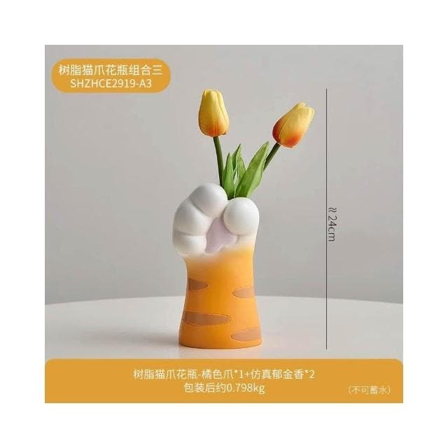 創意可愛貓爪花瓶擺件仿真花家居玄關桌面裝飾品喬遷女生生日禮物