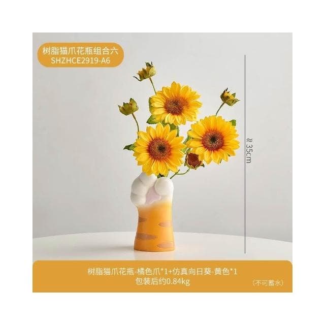 創意可愛貓爪花瓶擺件仿真花家居玄關桌面裝飾品喬遷女生生日禮物