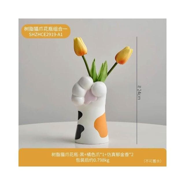 創意可愛貓爪花瓶擺件仿真花家居玄關桌面裝飾品喬遷女生生日禮物