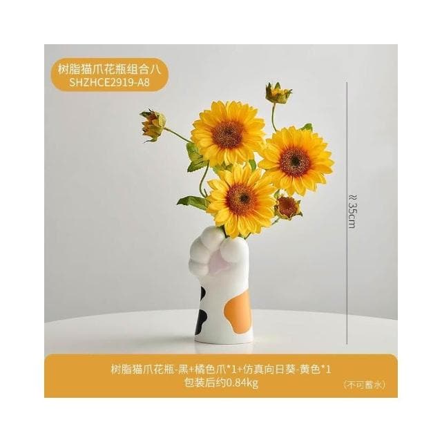 創意可愛貓爪花瓶擺件仿真花家居玄關桌面裝飾品喬遷女生生日禮物