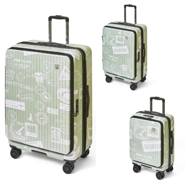 【SOLOLiFe】世界郵戳 德國拜耳PC 鏡面行李箱 前開式行李箱 前開行李箱 30吋/25吋/20吋