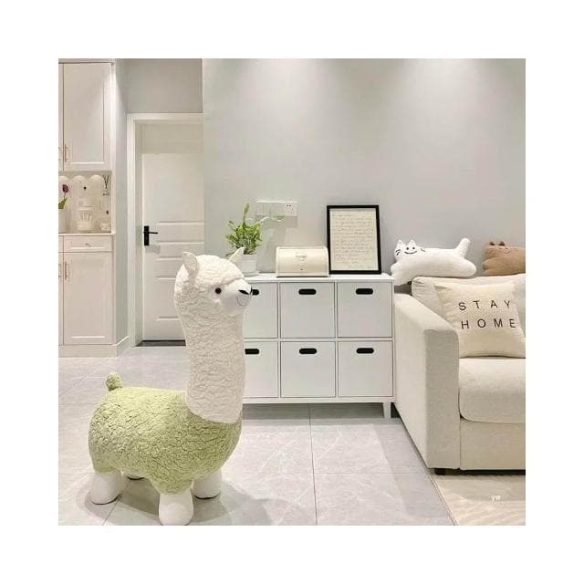 羊駝凳毛絨創意小羊坐凳客廳擺件網紅凳喬遷禮物卡通凳子換鞋