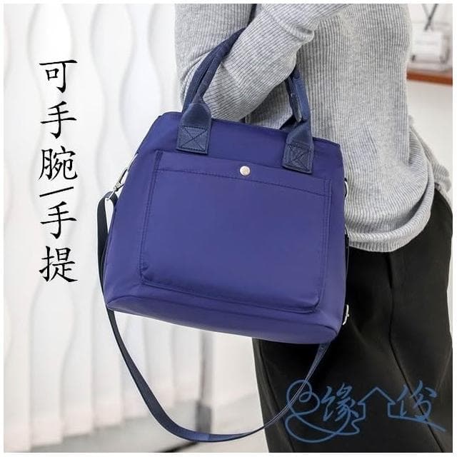 扣式可縮口尼龍側背/手提/手腕兩用包 肩背包 淑女包 單肩包 小方包 情人節禮物【緣份小屋】