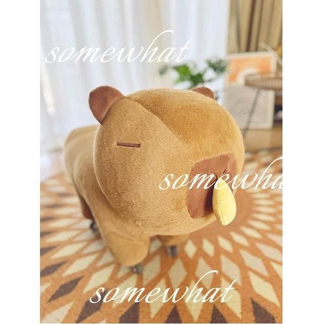 卡皮巴拉溜溜凳呆萌動物造型板凳帶輪子兒童毛絨坐墩搞怪生日禮物