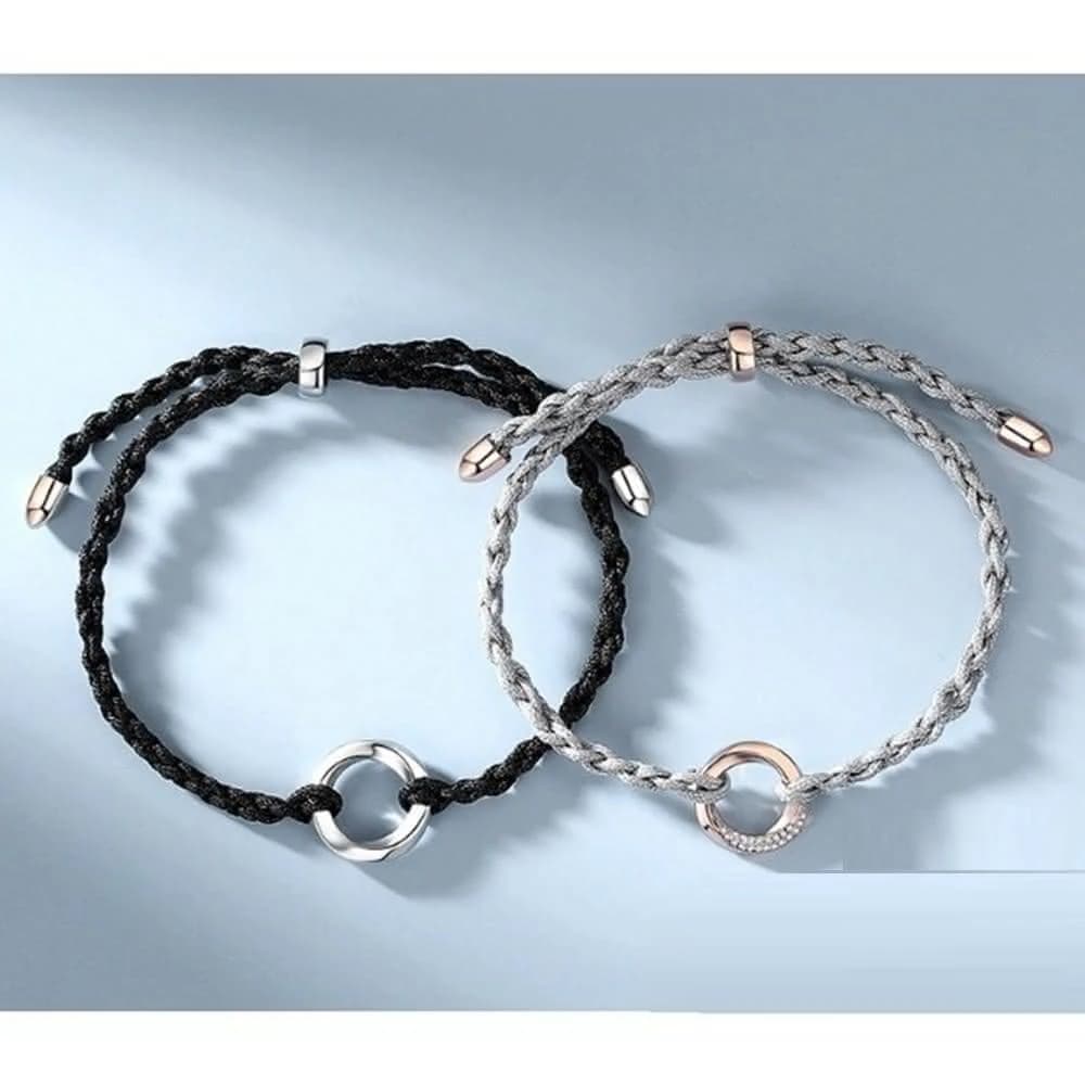 【Porabella】925純銀 純銀手鍊 環扣編織情侶手鏈 編織純銀 情人節禮物 情侶對鍊 告白 銀飾 Bracelet