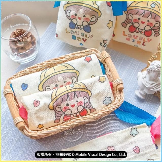 g1055 兒童手提束口袋 超萌束口袋 Lovely Girl Lovely Boy 兒童收納袋 上學出遊 交換禮物推薦