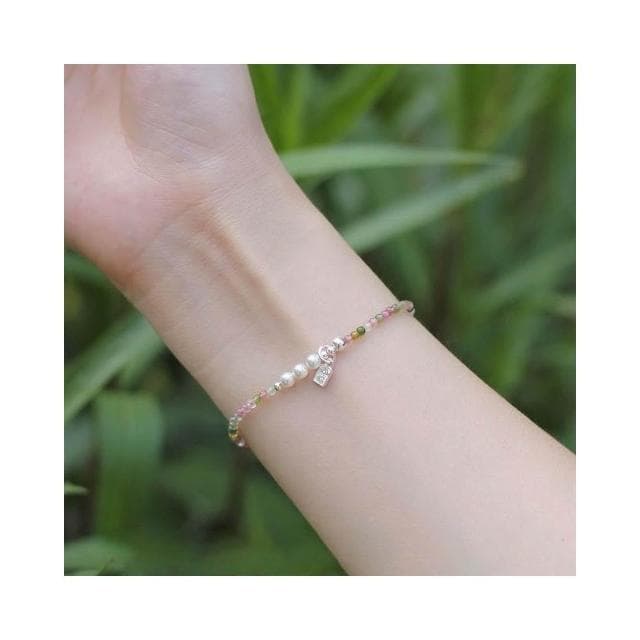 【開運堂】🔥S925純銀 碧璽🔥細款天然小碧璽手鍊輕奢S925純銀福牌手串