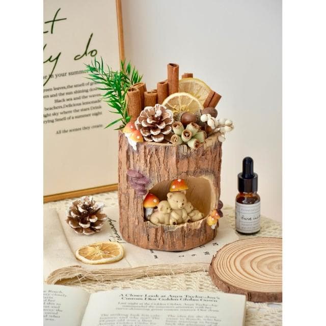 小熊森林肉桂擴香木晶石乾燥花無火香薰臥室擺飾送男女生日禮物女生