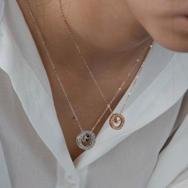 【Porabella】新款925純銀情侶項鍊 十字轉運珠項鍊 幾何字母吊墜 中性小眾ins風 情人節禮物Necklace  FN-222