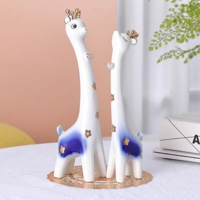 現代陶瓷長頸鹿擺件 創意情侶擺件 喬遷禮物 客廳電視酒櫃擺件 家居工藝裝飾品 裝飾品 玄關擺件 裝飾擺