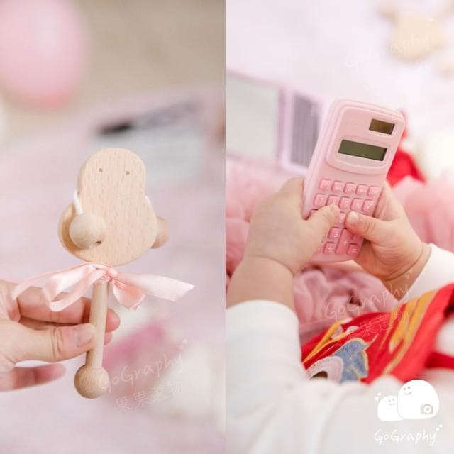 現貨|女寶 粉色抓周道具組 粉色 粉紅色 抓周 原木 抓周道具 抓周佈置 龍寶寶 生日 周歲布置 抓週|GoGraphy