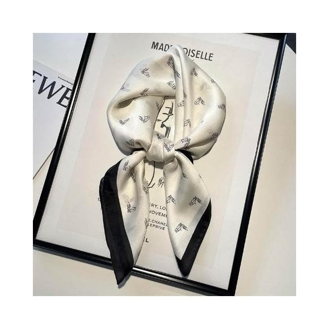 梵花 黑白條紋小方巾絲巾女頭巾春秋搭配襯衫職業裝飾護頸圍脖子薄圍巾