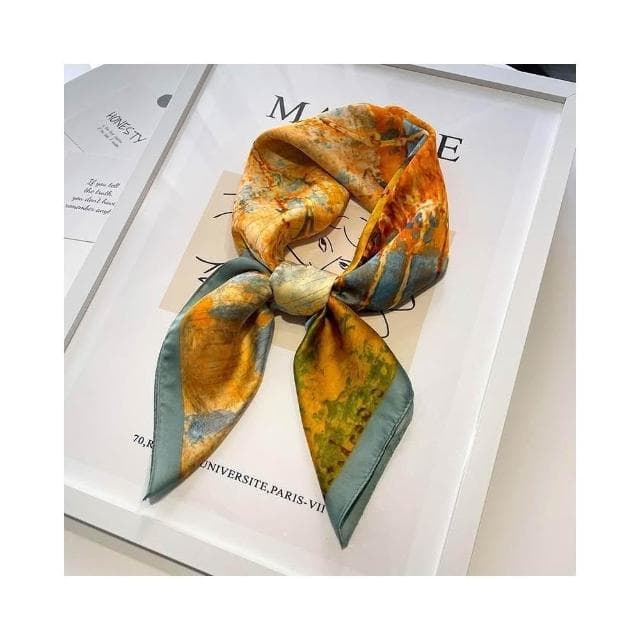 梵花 黑白條紋小方巾絲巾女頭巾春秋搭配襯衫職業裝飾護頸圍脖子薄圍巾