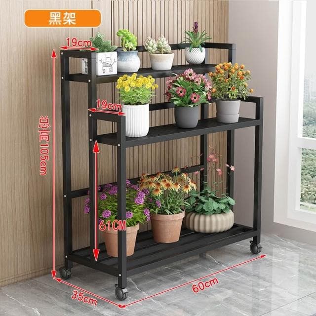 陽台花架 可移動帶輪子花盆架 加高大花盆擺放架 兩層多層花架子 盆栽架 盆景擺花架 植物架 多肉收納