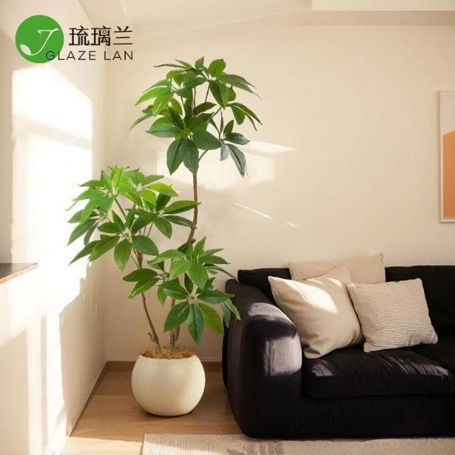 【未晚家居館】 仿真綠植大葉傘高端輕奢室內客廳電視櫃旁邊裝飾北歐風假植物盆栽