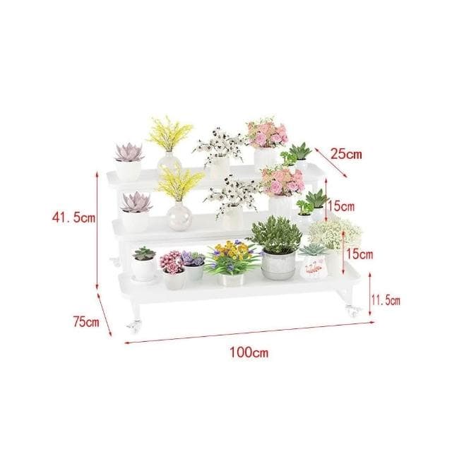 梯形托盘花架 铁艺花架 阶梯型式 室内阳台移动花架 客厅植物多层花盆 盆栽架 多層花架 落地置物架子