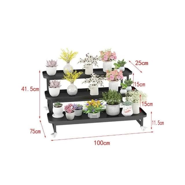 梯形托盘花架 铁艺花架 阶梯型式 室内阳台移动花架 客厅植物多层花盆 盆栽架 多層花架 落地置物架子