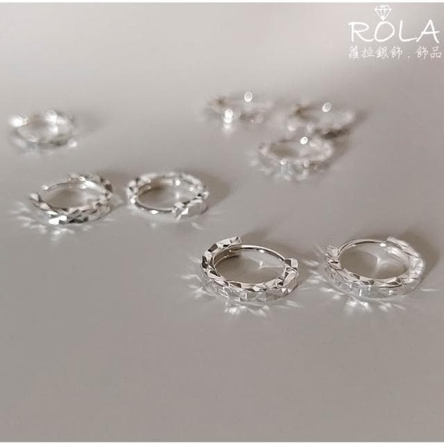 .ROLA蘿拉銀飾.飾品 “現貨當天出” //一對價// 三邊車花滿天星圓形925純銀耳針扣圓耳扣耳針耳環 易扣`