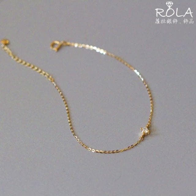 ROLA蘿拉銀飾.飾品 “現貨當天出” 單鑽鋯石925純銀鍍14K金手鍊'