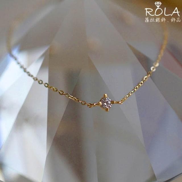 ROLA蘿拉銀飾.飾品 “現貨當天出” 單鑽鋯石925純銀鍍14K金手鍊'