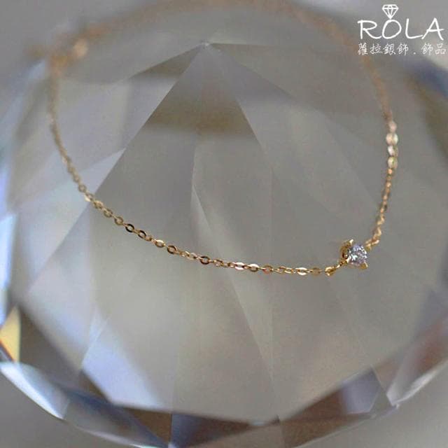 ROLA蘿拉銀飾.飾品 “現貨當天出” 單鑽鋯石925純銀鍍14K金手鍊'