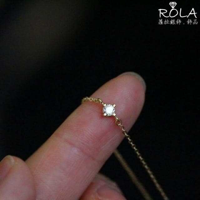 ROLA蘿拉銀飾.飾品 “現貨當天出” 單鑽鋯石925純銀鍍14K金手鍊'