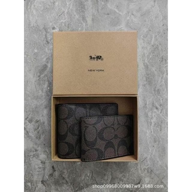 男士錢包休閑PVC配皮錢包男短款多卡位零錢包皮夾錢包時尚短夾錢包多功能卡包輕薄卡夾可折疊雙折疊包多卡層錢包商務禮物錢包