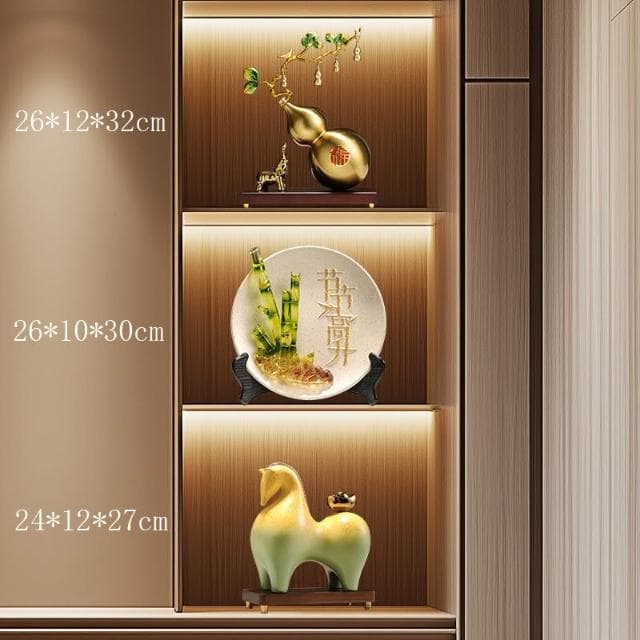 馬上有錢擺件 招財辦公室裝飾品 高檔新中式客廳擺件 喬遷開業禮品 祝福寓意 療癒小物 辦公室風水陶瓷