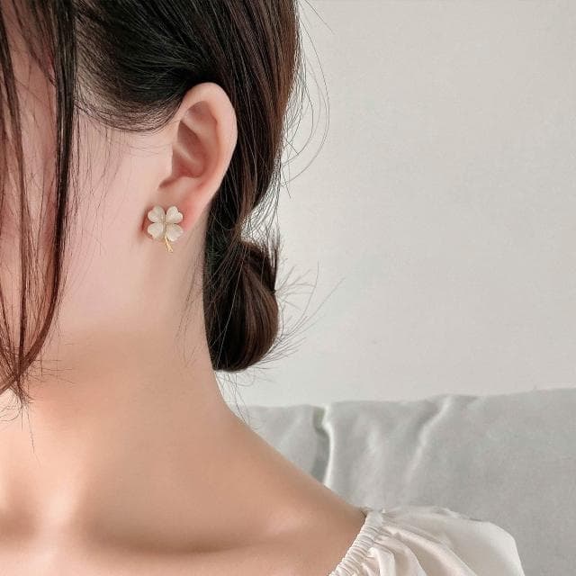 🎗飾間首飾鋪 貓眼石四葉草耳環韓國氣質網紅耳環耳夾耳飾女