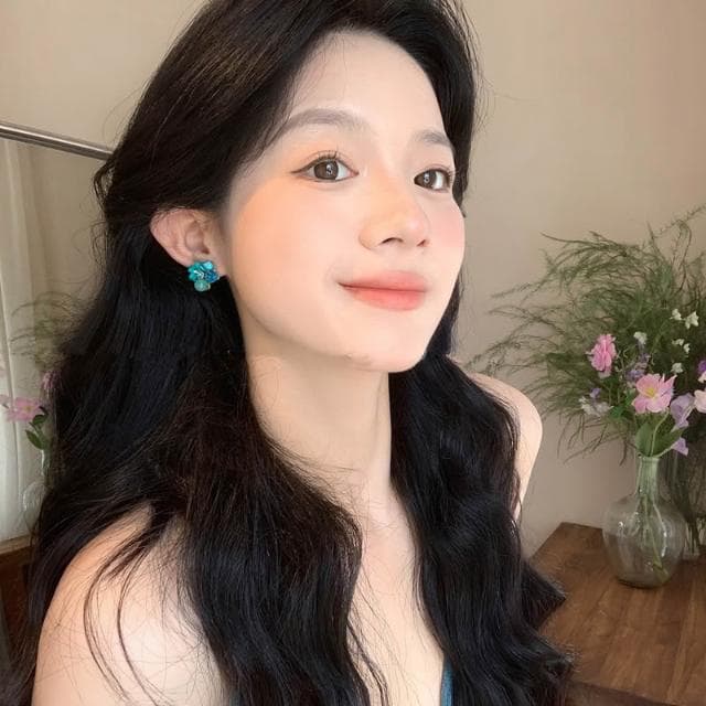 🎗飾間首飾鋪 藍色方糖水晶彩虹耳環女輕奢高級感絕美獨特耳環度假風小眾耳飾品