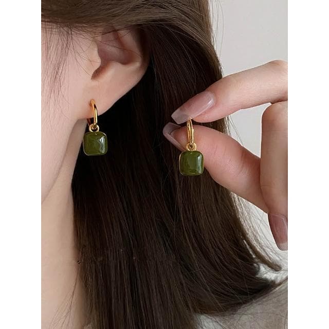 🎗飾間首飾鋪 輕奢高級感滴釉幾何方糖耳環氣質耳環時尚獨特耳環耳飾