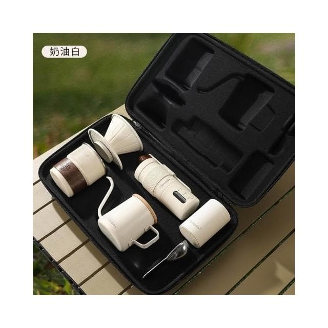 手沖咖啡壺套裝 戶外露營咖啡裝備便攜手磨咖啡機 生日禮物禮品 露營咖啡組 咖啡旅行組 手沖壺 手沖咖