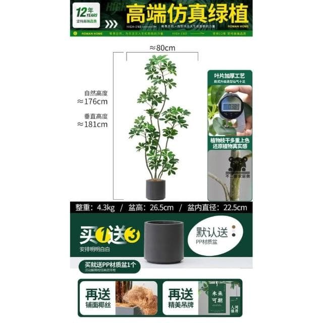 仿真綠植鴨腳木  仿真樹 仿生植物 高端輕奢擺件 盆栽擺件 簡約現代擺件 大型室內落地擺件