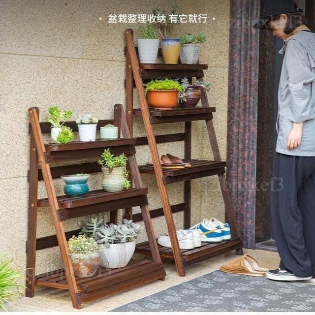 花盆擺放架 置物層架 多肉花盆托架 多層植物架 階梯式花架 客廳置物架 落地式花架 陽台盆栽花架 可
