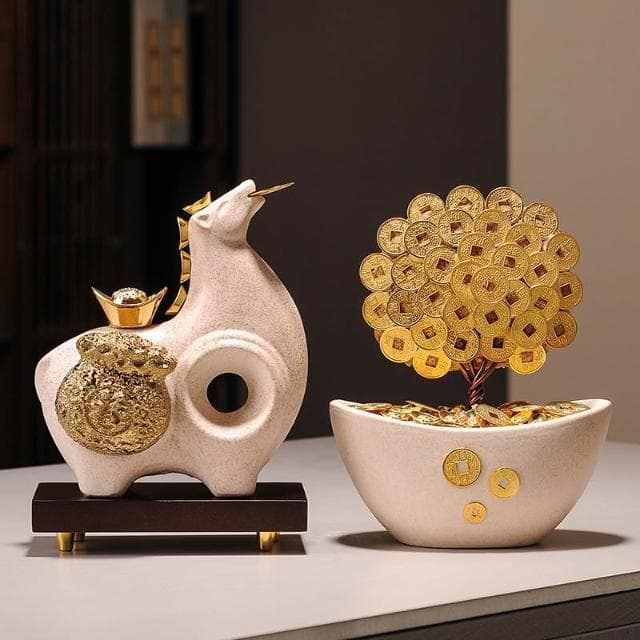 八方來財馬上有錢擺件 客廳酒櫃電視櫃辦公室桌面裝飾喬遷開業禮物 玄關擺件 招財擺飾 入厝禮物 家居裝