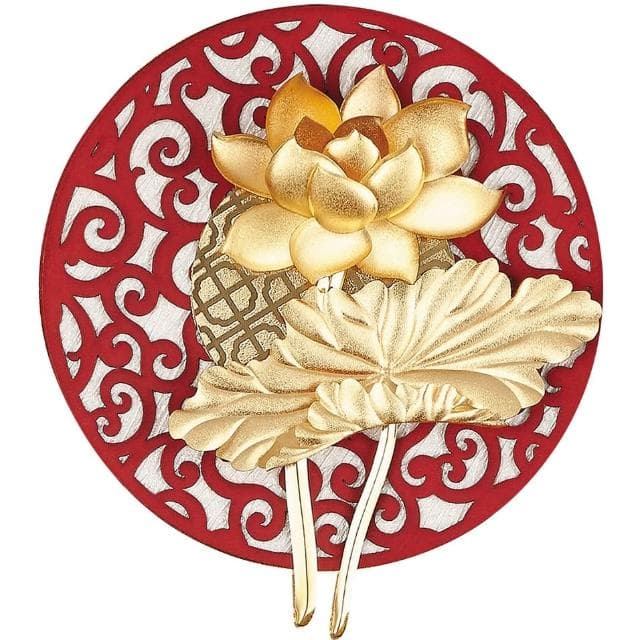 【鹿港窯】金箔畫荷香蓮花|窗花系列退休生日新居禮物