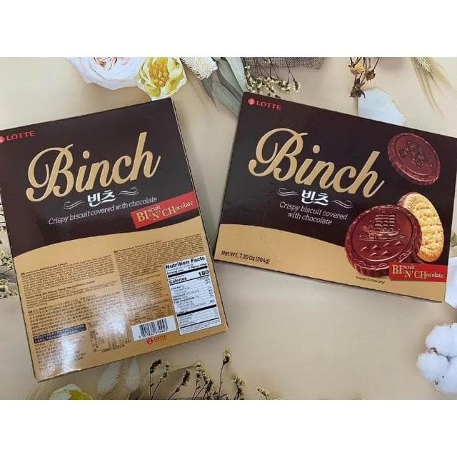 【CHARLOTTE OLYMPIA】韓國 樂天 BINCH 巧克力餅乾 102g 204g 草莓餅乾 杏仁巧克力 46g