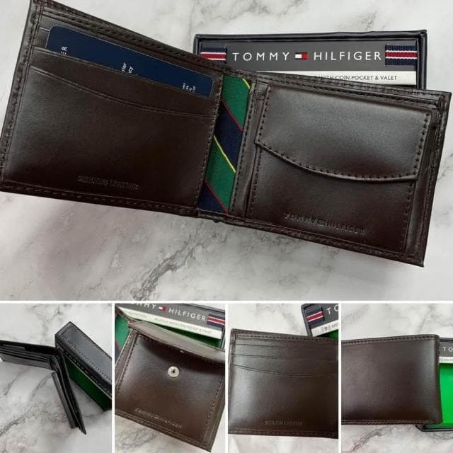 【TOMMY HILFIGER】TOMMY HILFIGER 短夾 兩色 銘版 含零錢袋 皮夾 錢包 短夾 LOGO 生日禮物 禮盒 #7127