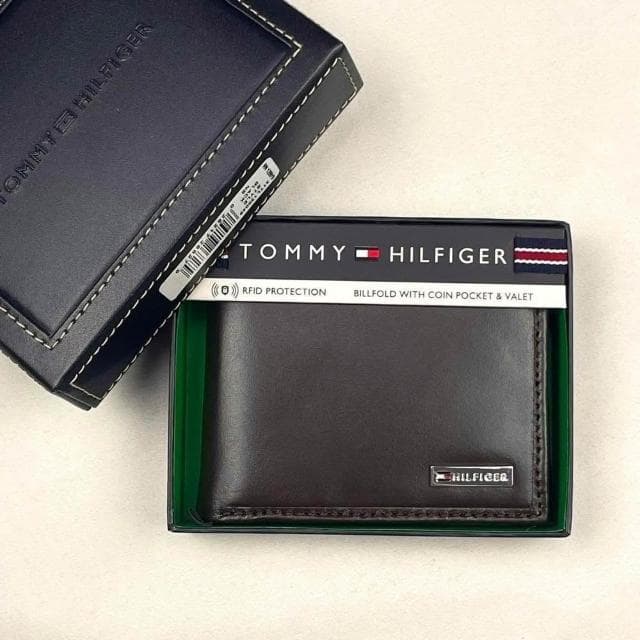 【TOMMY HILFIGER】TOMMY HILFIGER 短夾 兩色 銘版 含零錢袋 皮夾 錢包 短夾 LOGO 生日禮物 禮盒 #7127