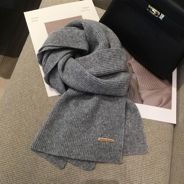 梵花 韓系美拉德色百搭100%純羊毛圍巾女加長披肩情侶純色羊絨圍脖