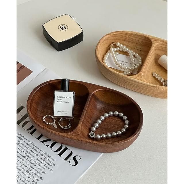 梵花 高級精緻黑胡桃木紋首飾盒小型飾品托盤戒指項鍊耳飾手錶收納盒子