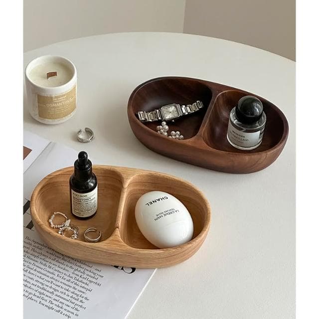 梵花 高級精緻黑胡桃木紋首飾盒小型飾品托盤戒指項鍊耳飾手錶收納盒子