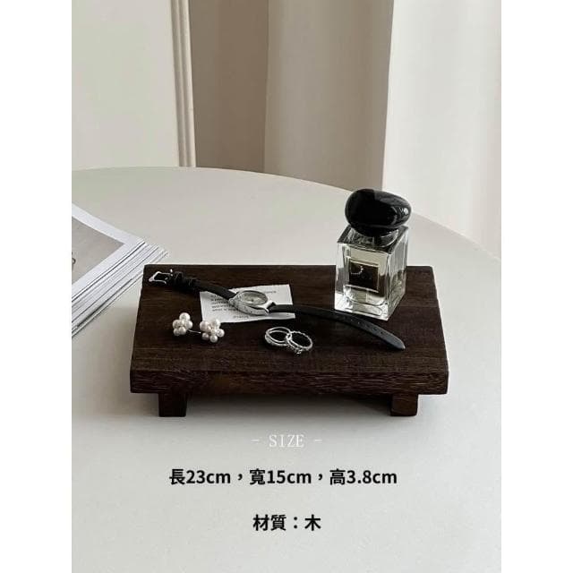 梵花 高級精緻黑胡桃木紋首飾盒小型飾品托盤戒指項鍊耳飾手錶收納盒子