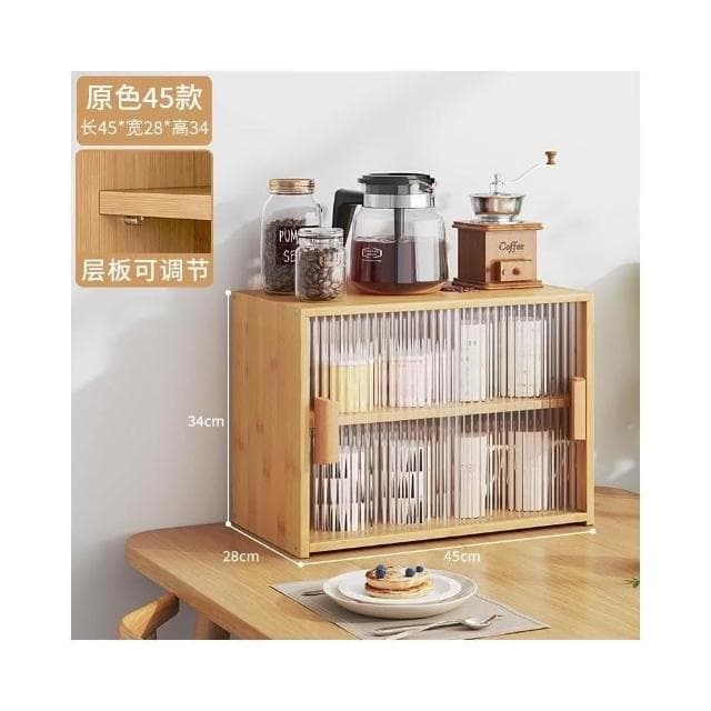 桌上收納櫃 杯子收納櫃 辦公室放茶具水杯置物架 收納櫃 廚房餐具防塵儲物櫃 餐具收納櫃