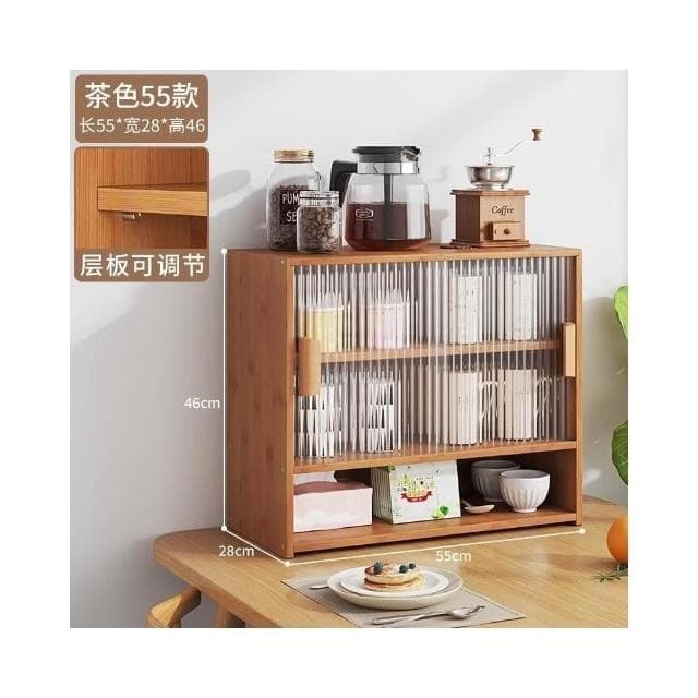 桌上收納櫃 杯子收納櫃 辦公室放茶具水杯置物架 收納櫃 廚房餐具防塵儲物櫃 餐具收納櫃